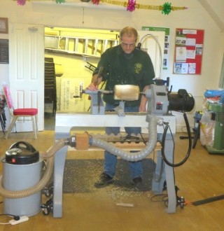 Paul on the club lathe